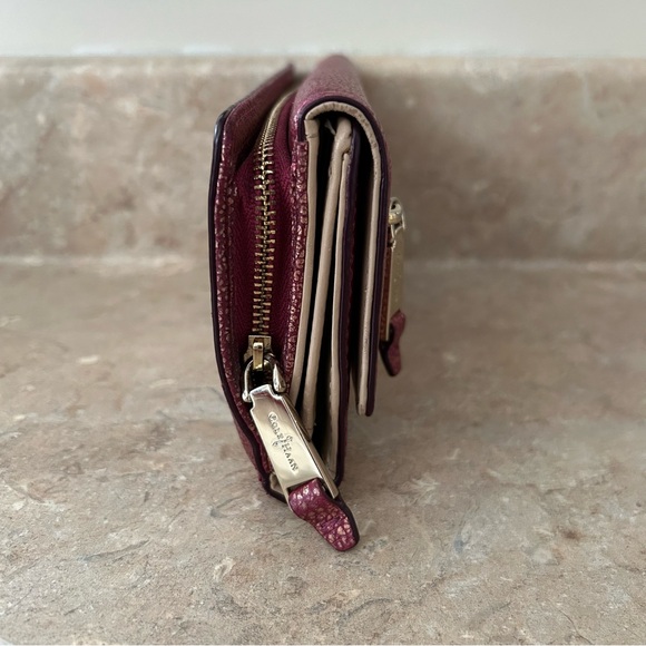 Cole Haan Raspberry Textured Trifold Wallet - Picture 3 of 5